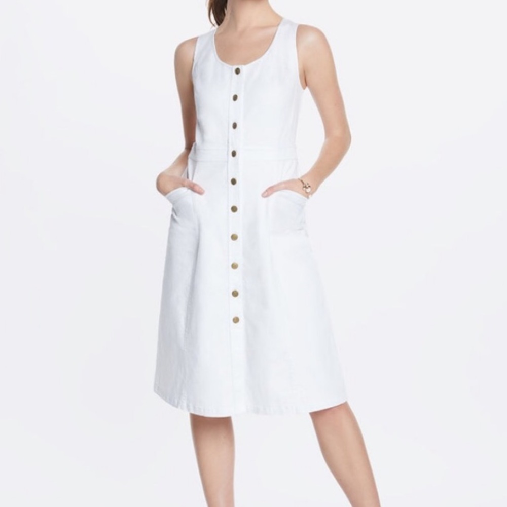 Draper James Euc White Denim Button Down Dress - image 1